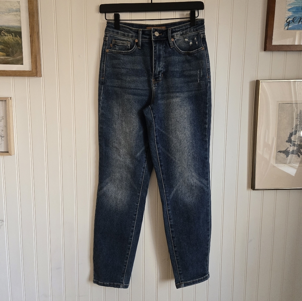 Judy Blue Sz 3 Slim Fit Women’s Dark Blue High-Rise Distressed Jeans